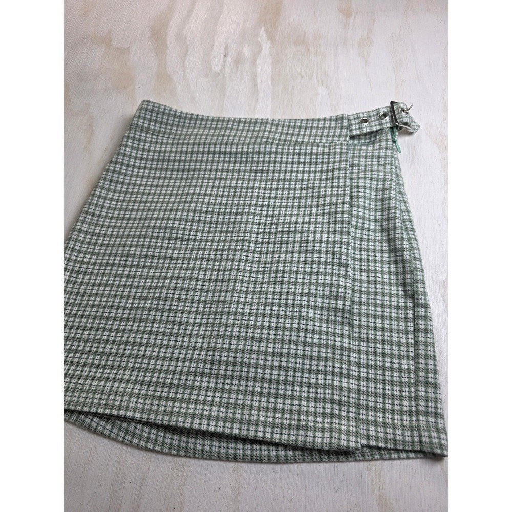 Full Tilt Green Plaid Buckle Wrap Mini Skirt Kids Medium Y2K Academia Preppy